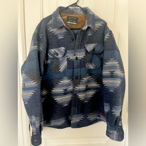 Jachs Men's Blanket Wool Blend Shirt Jacket Patterned